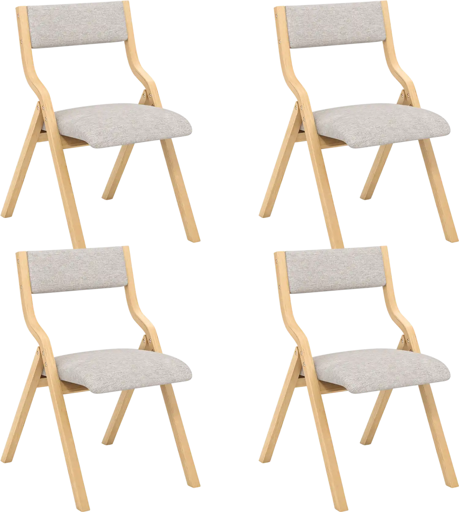 Costway Folding Wooden Upholstered Dining Chair Set of 4 17685218 New