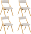 Folding Dining Chair Set of 4 Wooden Upholstered Dining Chairs with Solid Wood Frame