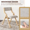 Folding dining chair with solid wood frame, upholstered in breathable linen fabric, ideal for compact spaces and.