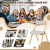 Folding dining chair from a set of 4, featuring a solid wood frame and upholstered cushion, perfect for compact spaces.