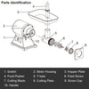 Parts diagram of the Heavy Duty 1.5HP Commercial Meat Grinder, featuring components like the motor housing and cutting.