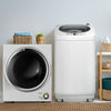 Side view of the Electric Laundry Dryer and Full-Automatic Washing Machine Combo, showcasing adjustable feet for.