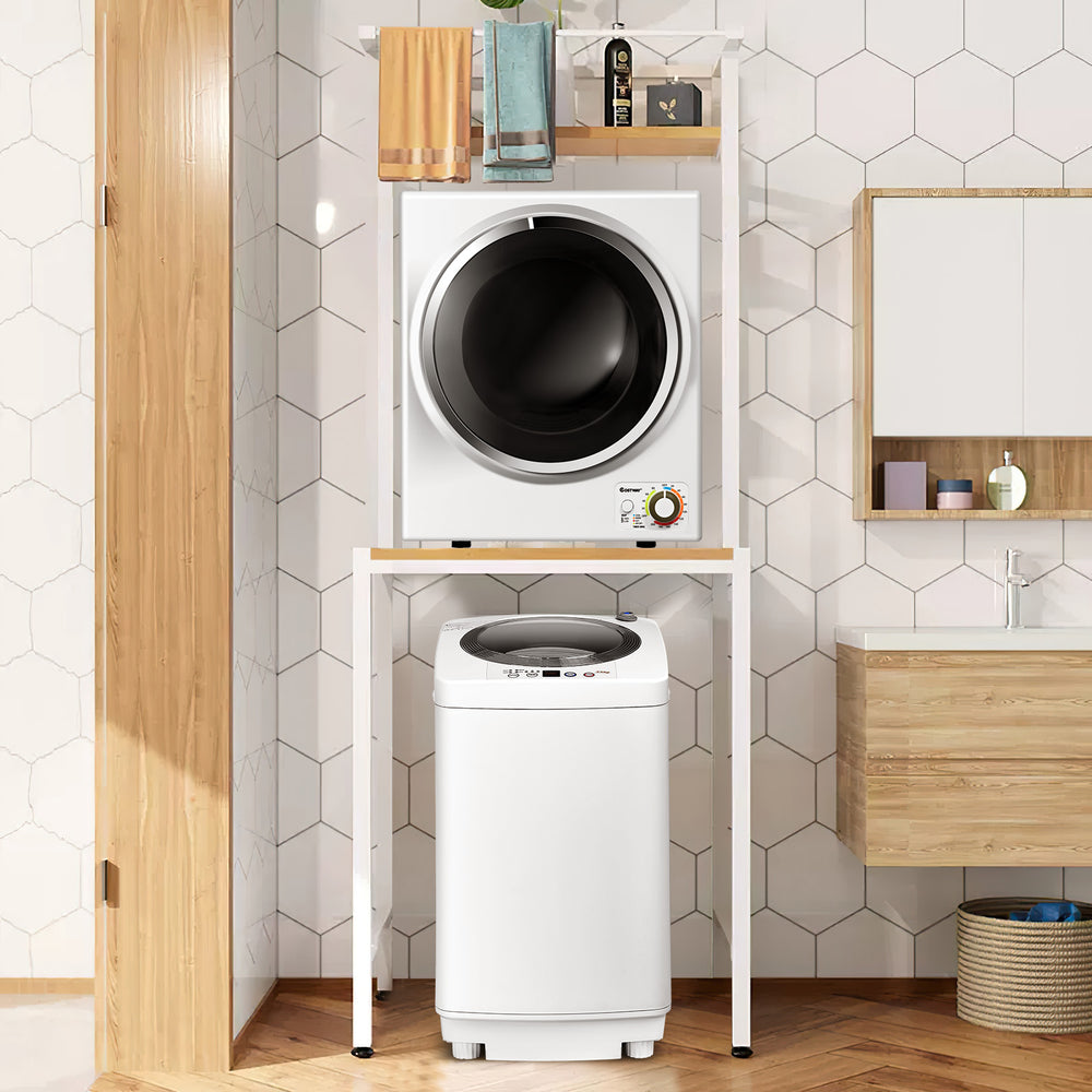 Electric laundry dryer and full-automatic washing machine combo with compact design, ideal for apartments and dorms.