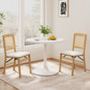 Folding Dining Chairs Set of 2 Rubber Wood Chairs with Linen Padded Seat-Natural - Gallery View 1 of 10