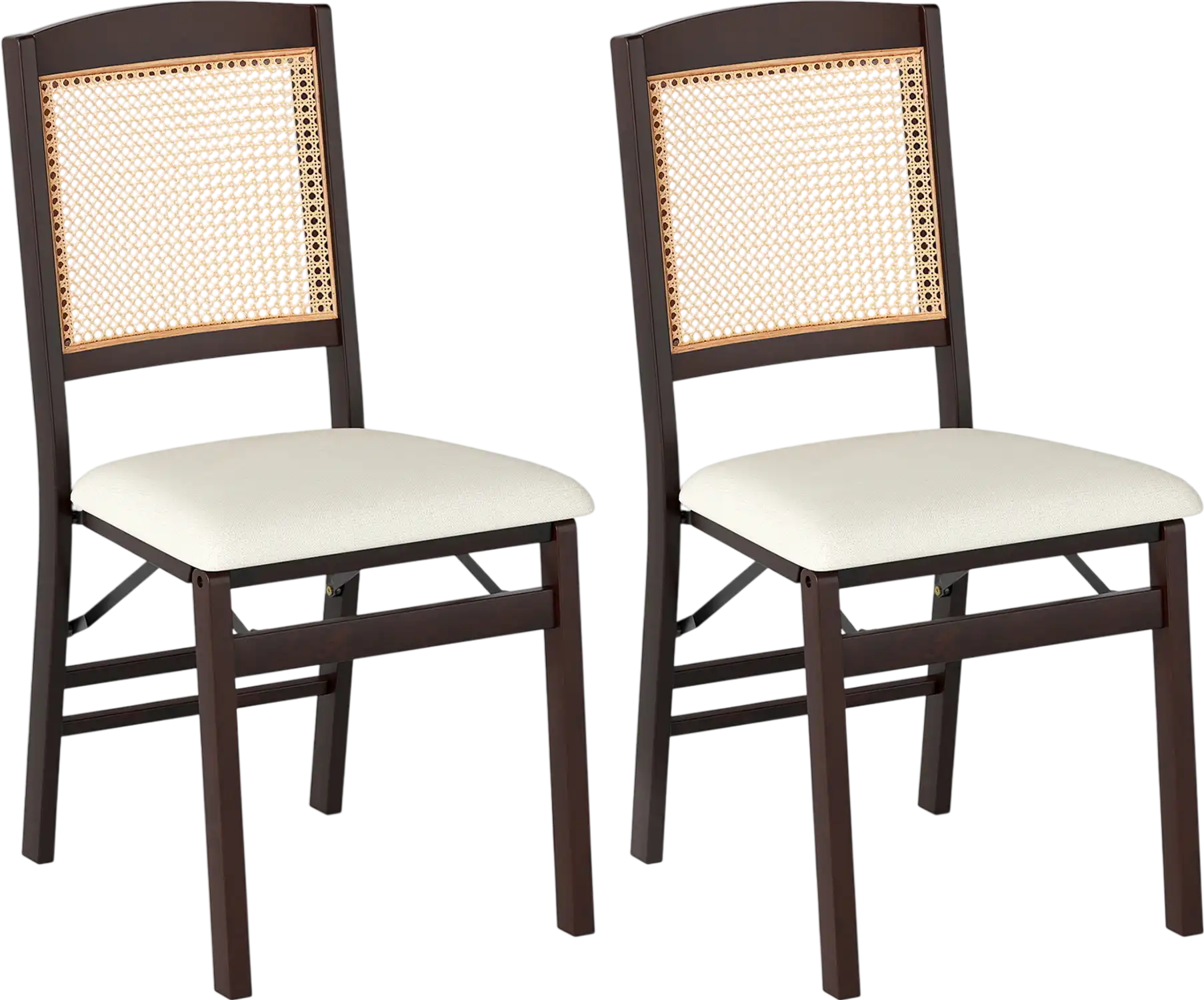 Costway Folding Dining Chairs Set of 2 Linen Padded Seat Rubber Wood 77265900 New