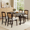Folding dining chairs set of 2 in coffee with linen padded seats and rattan backrest for stylish dining spaces.