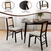 Set of 2 folding dining chairs with rubber wood frame, linen padded seats, and rattan backrest for stylish dining.