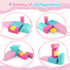 Colorful foam blocks in various shapes for creative play configurations with the 7-in-1 Pikler Triangle Set for.