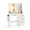 Vanity desk with lockable mirrored jewelry cabinet, featuring adjustable lights, spacious storage, and a full-length.