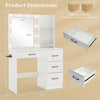Vanity desk with lockable mirrored jewelry cabinet, featuring 8 shelves, 3-color lights, and spacious storage for.