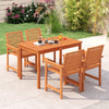 5-piece patio wood dining set featuring a rectangular table and ergonomic chairs, perfect for outdoor gatherings.