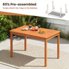 Outdoor rectangular dining table from a 5-piece patio wood set, featuring a slatted surface and solid wood construction.