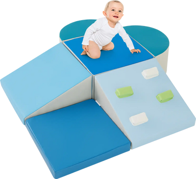Costway 6-Piece Soft Play Set Toddlers Climbing Triangle Ramp 192658374 New