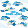 6-piece soft play set for toddlers in blue, featuring climbing triangle and ramp, promotes developmental skills and.