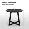 36" round pedestal dining table with X-shaped base, designed for mid-century modern dining spaces, weight capacity 220.