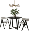 3-Piece Mid-Century Dining Set with 36” Round Pedestal Table and 2 Sherpa Upholstered Chairs