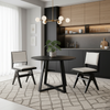 Mid-century 3-piece dining set featuring a 36" round pedestal table and 2 swivel sherpa upholstered chairs for small.