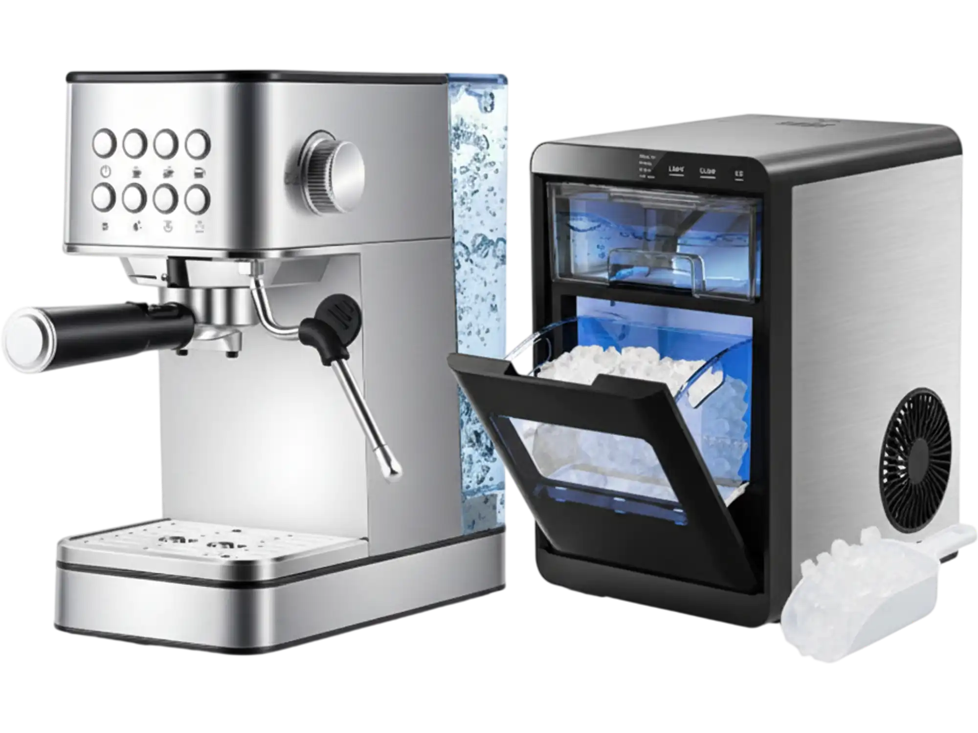 Costway Nugget Ice Maker & 20-Bar Stainless Espresso Machine Duo 42805981 New