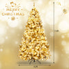 Snowy 7.5ft pre-lit Christmas tree with warm white LEDs, perfect for holiday ambiance and cozy winter scenes.