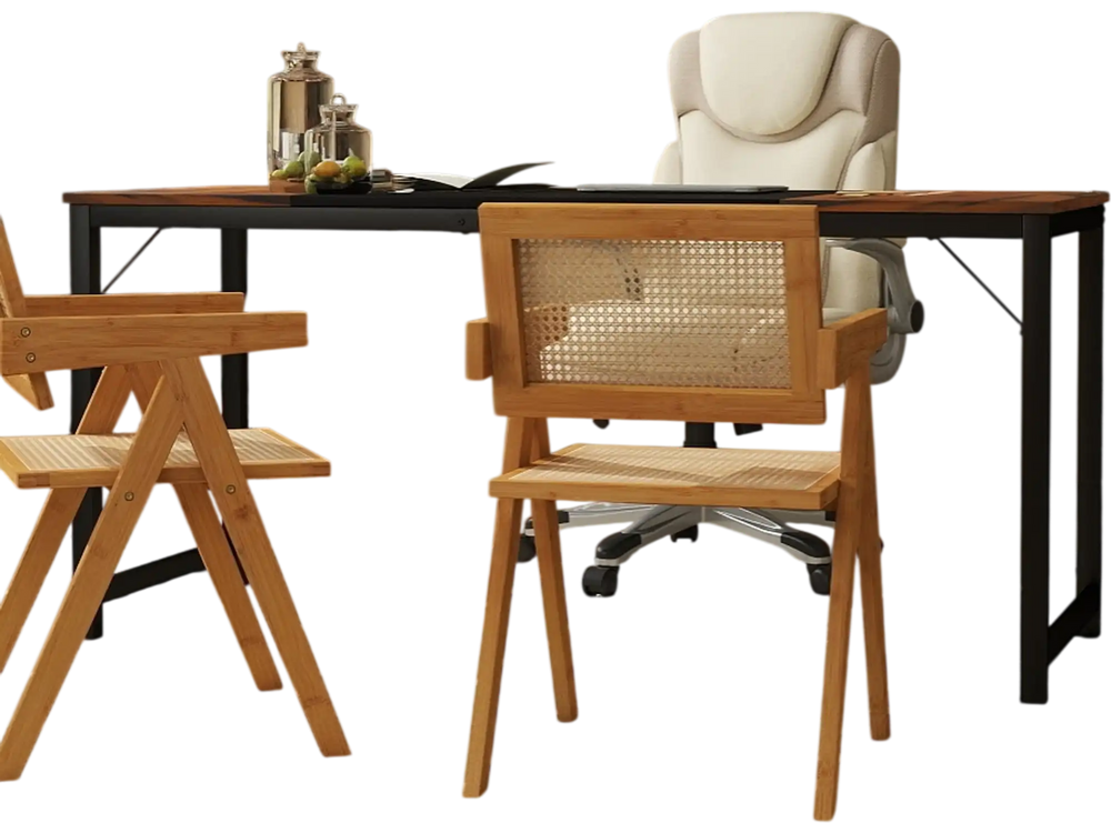 All-in-One Home Office Furniture Bundle – Ergonomic Chair, Spacious Desk, Multi-Drawer Cart, Bookshelf & Accent Chairs
