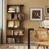 S-shaped 5-tier bookshelf in a modern home office setting, showcasing decorative items and books for stylish storage.