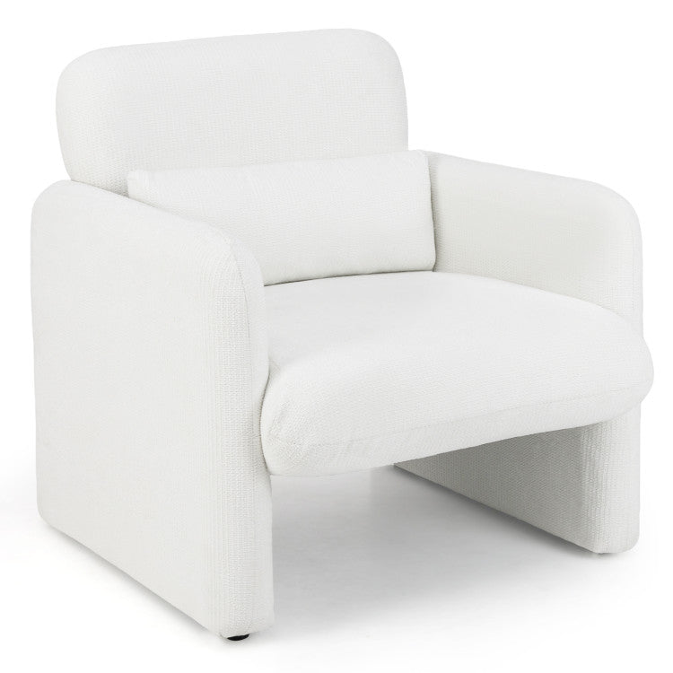 Modern upholstered chenille accent chair with ergonomic design, soft cushion, and added armrests for ultimate comfort.