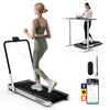 Folding treadmill with remote control, 3HP motor, and Bluetooth, ideal for home workouts and fitness tracking.