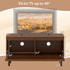 Mid Century Fluted TV stand in walnut with two hidden compartments, designed for TVs up to 40", featuring metal legs.