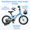 16-inch kids bike in navy with hand brake, rear coaster brake, and fully enclosed chain guard for safety and fun riding.