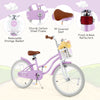 20-inch purple kids bike featuring a removable storage basket, adjustable seat, and durable carbon steel frame for.