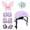 Purple kids' helmet protective set with knee and elbow pads, perfect for safe biking adventures.