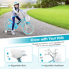 Blue 18-inch kids bike with adjustable seat and handlebar, featuring a removable basket and training wheels for safety.