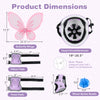 Butterfly wings and helmet dimensions for the 12 Inch Kids Bike with Helmet Protective Set in black and pink.