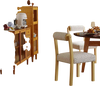 Modern dining room set featuring wooden chairs and bamboo sideboard cabinet, perfect for stylish dining spaces.