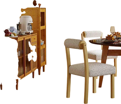 Costway 3-Piece Modern Dining Room Set Wood Chairs Bamboo Sideboard Tall Storage Cabinet 42623668 New