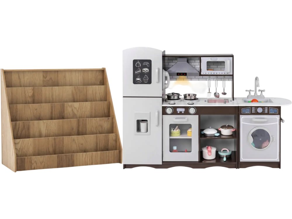 Kids Toy Storage & Pretend Play Kitchen Bundle