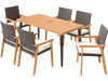 7-Pieces Patio Dining Table Set Acacia Wood Table and 6 Armchairs