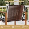 Back view of a chair from the 5 Pieces PE Wicker Patio Furniture Set, featuring mix brown PE rattan and acacia wood.