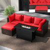 Heavy-duty Frame Rattan Sofa Set with 60000 BTU Firepit Table-Red - Gallery View 1 of 11