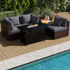 Heavy-duty Frame Rattan Sofa Set with 60000 BTU Firepit Table-Gray - Gallery View 1 of 11