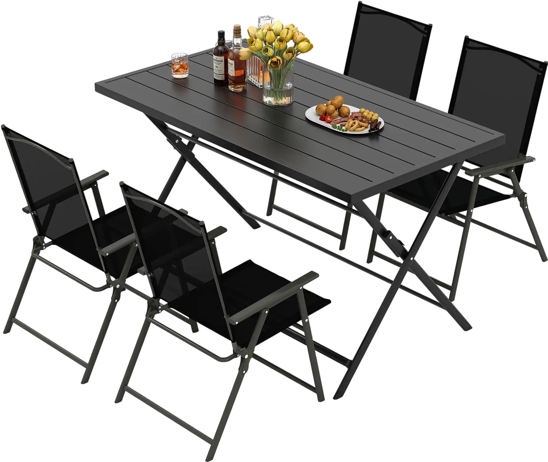 Costway 5-Piece Foldable Outdoor Patio Dining Set Backyard Garden Deck 82189263 New