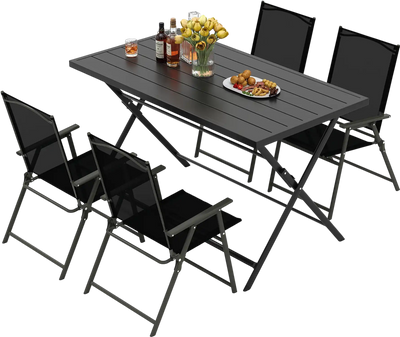Costway 5-Piece Foldable Outdoor Patio Dining Set Backyard Garden Deck 82189263 New