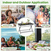 5-piece foldable outdoor dining set featuring a metal table and 4 armchairs, perfect for backyard gatherings and al.