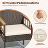 Close-up of removable padded cushion with soft sponge filling and washable zippered cover for the PE wicker patio.