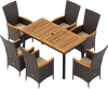 Outdoor Dining Set for 6 Patio Wicker Armchairs and Acacia Wood Table
