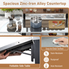Outdoor foldable grill table featuring a spacious zinc-iron alloy countertop and foldable side table for versatile use.
