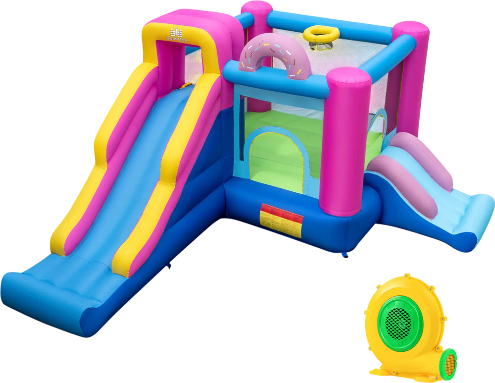 Inflatable Bounce House with Slides and Basketball Hoop (with 680W Blower)