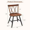 Dining chair dimensions with rubber wood frame, curved cross back, and ergonomic design for comfort in dining settings.