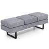 Three-seat waiting room bench in breathable faux linen fabric with a sturdy metal frame, ideal for entryways and.