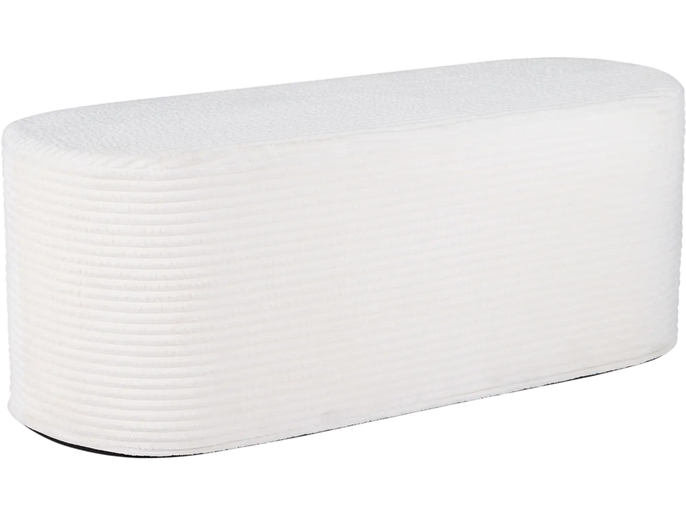 Upholstered ottoman bench in beige with a breathable corduroy surface and high-density sponge, ideal for living room.